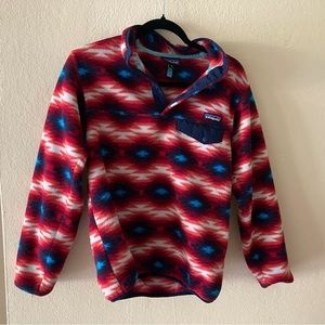 Patagonia Wild Desert Synchilla Red Blue Fleece Pullover Size XS